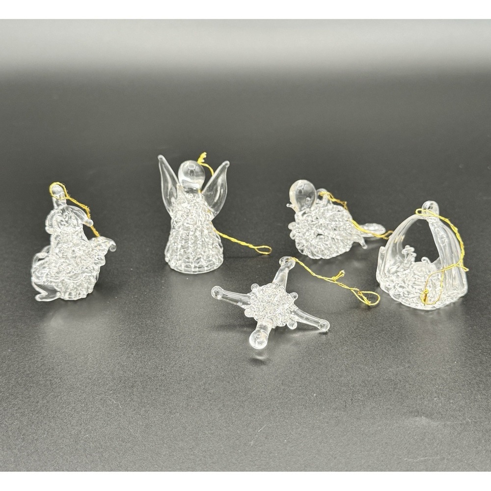Vintage Spun Glass Christmas Ornaments Set of 5 Angel Bird Star Holiday Decor